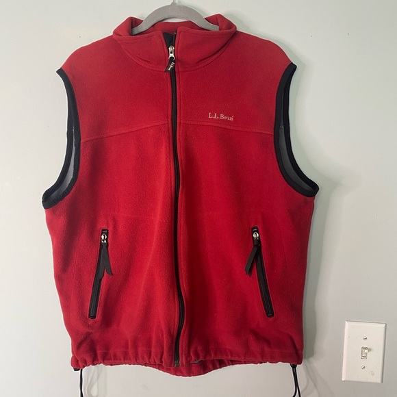 L.L. Bean Red Fleece Sleeveless Vest Jacket Size Large - Picture 2 of 5